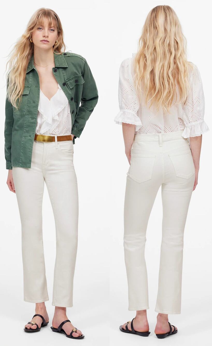 Madewell White Kick Out Cropped Flare Jeans Mid-Rise Women's 27/W31" RTL$128